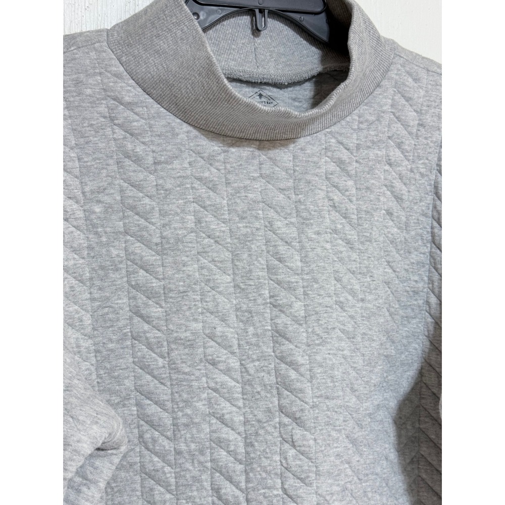 St Johns Bay Womens XXL Gray Quilted Mock Neck Sweatshirt Long Sleeve Pullover